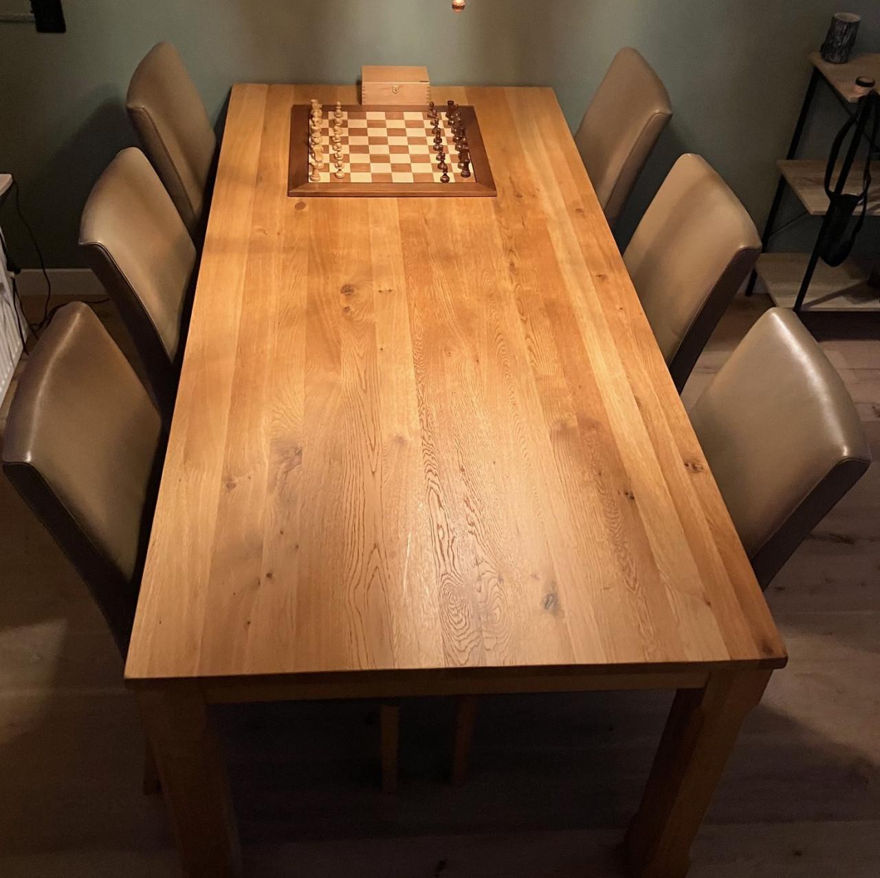 Massief eiken salon en eettafel set