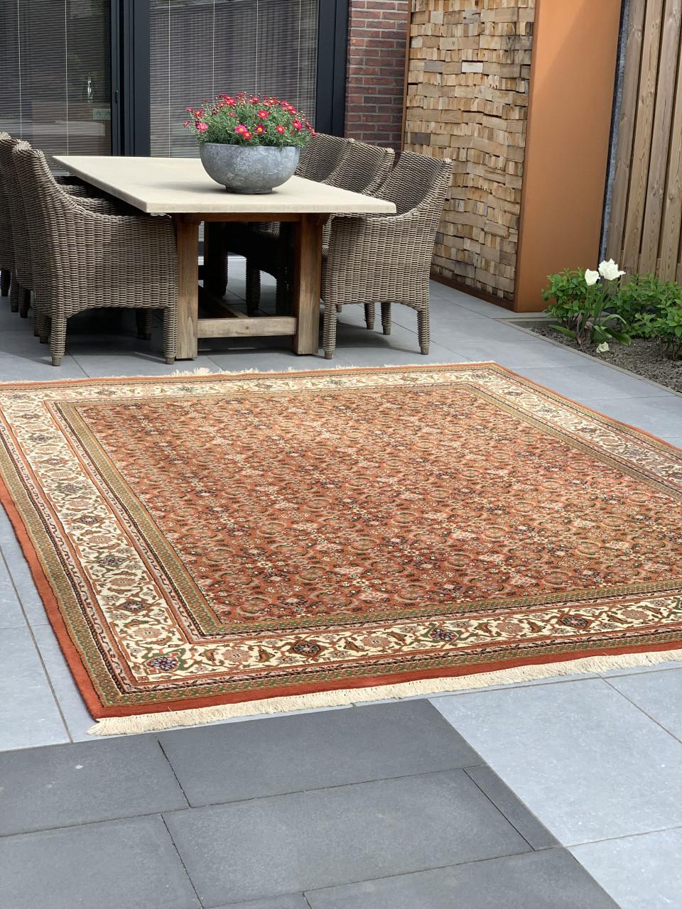 🧡Waanzinnig Mooi Oranje-Groen Handgeknoopt Vintage Vloerkleed🧡