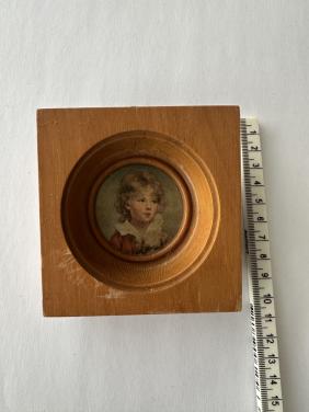 Klein houten schilderijtje