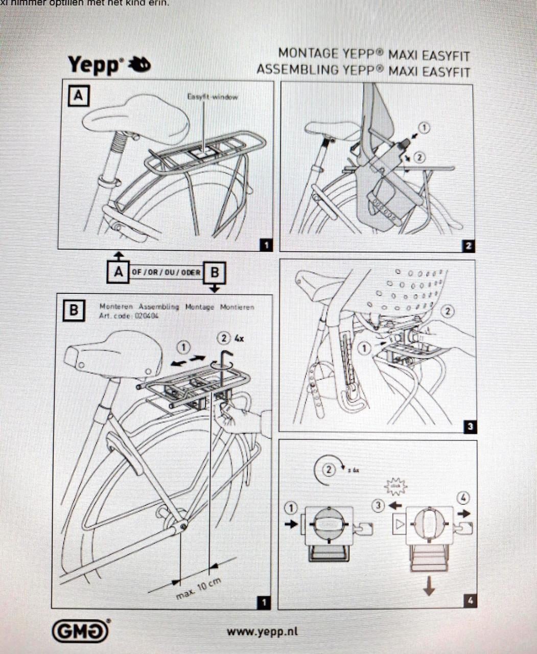 Fietsstoeltje Yepp Maxi Easyfit (nieuw € 120,00)