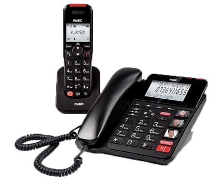Senioren vaste telefoon met geheugen, antwoordapparaat, losse handtelefoon