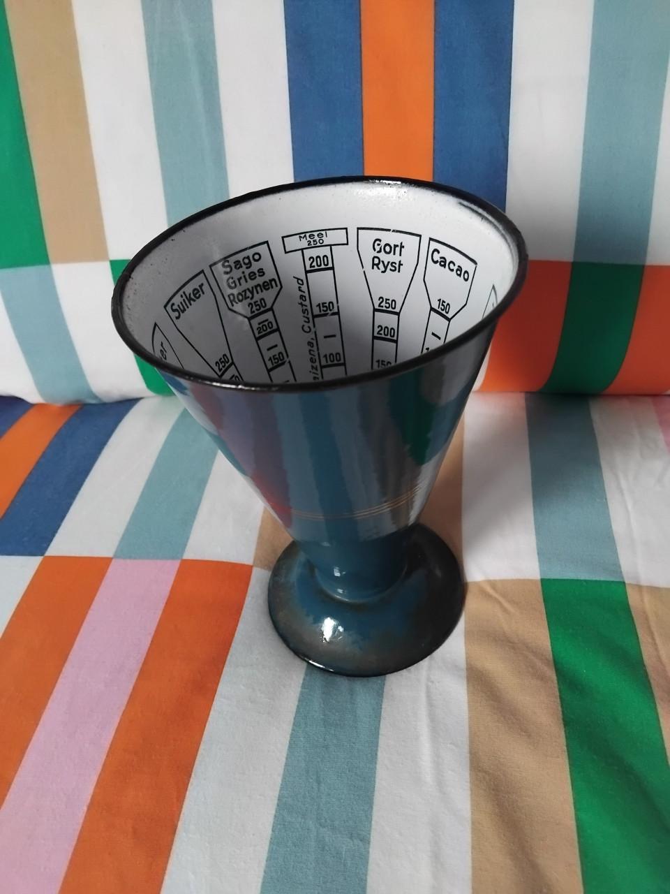 Emaille Vintage Edy Maatbeker Petrolblauw