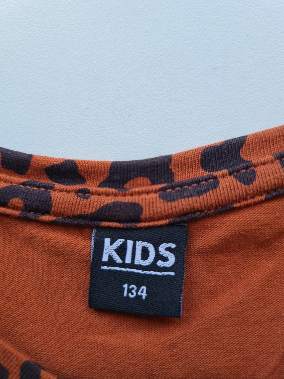 Roestbruin - zwart tijgerprint A-line jurkje , tuniek van Kids  Maat 134