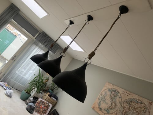 Set van 3 industriële hanglampen