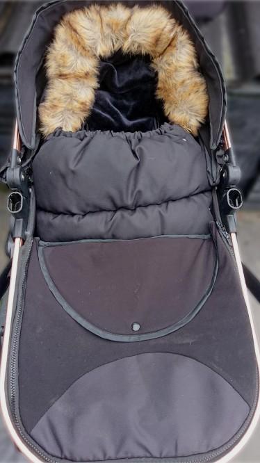 Kinderwagen 3-in-1 zwart/ goudbruin
