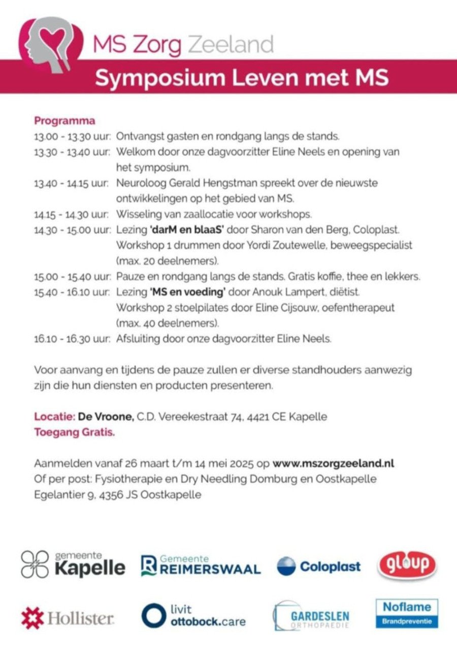 Symposium Leven met Multiple Sclerose zaterdag 24 mei 2025
