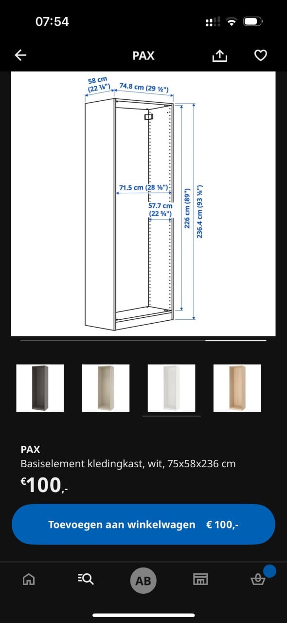 PAX kledingkasten, wit, 200x58x236