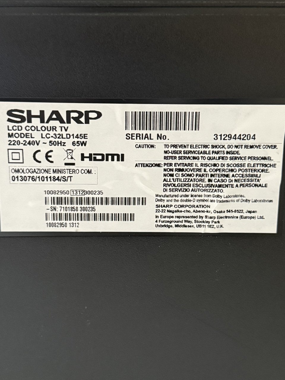 Sharp LCD tv