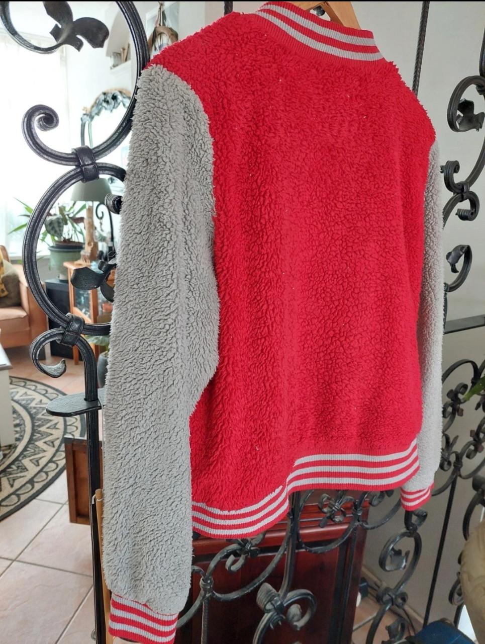 Dames baseball jack mt m/l rood&grijs