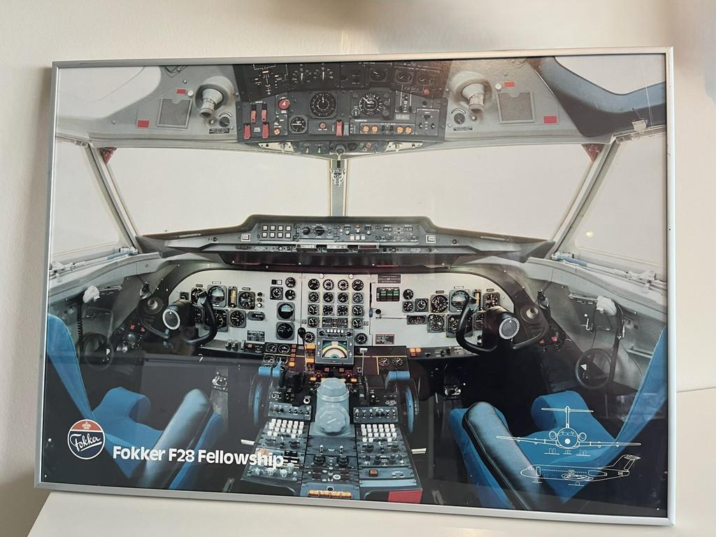 Ingelijste poster cockpit F28 Fokker friendship