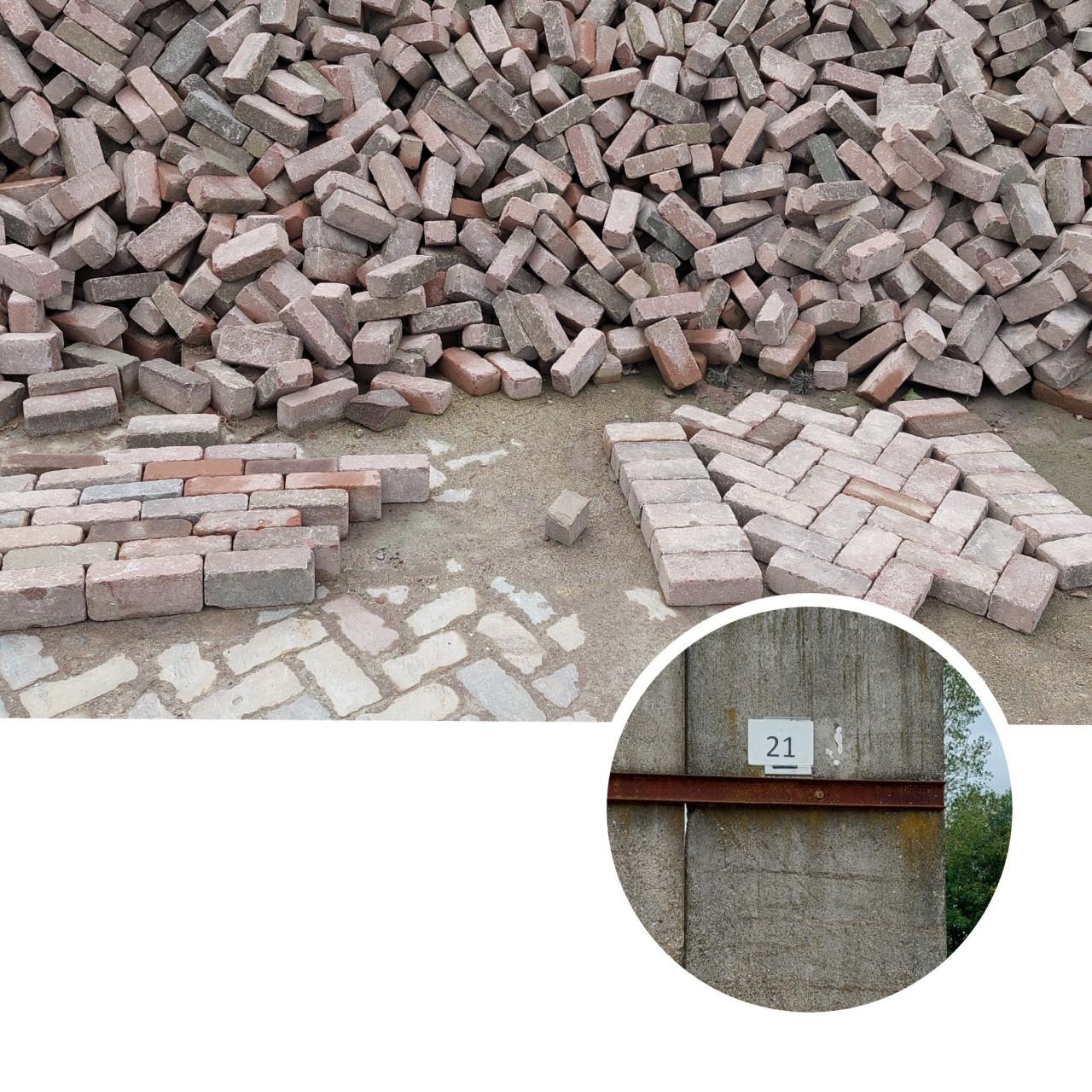 Diverse partijen herbruik (gebakken en beton) klinkers, graniet enz.