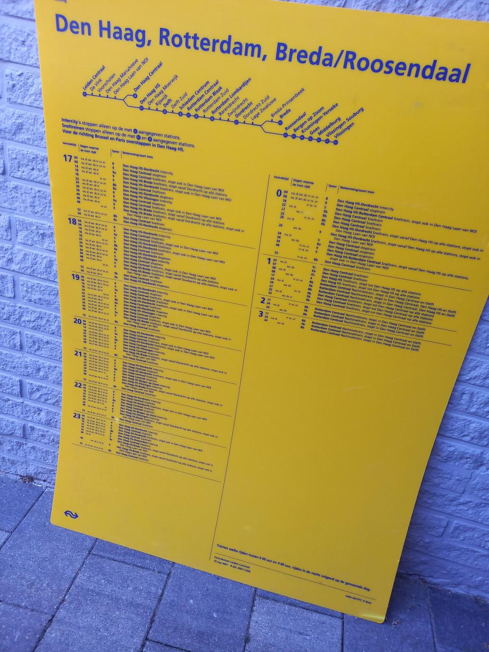 NS Dienstregeling   Den Haag  -  Roosendaal