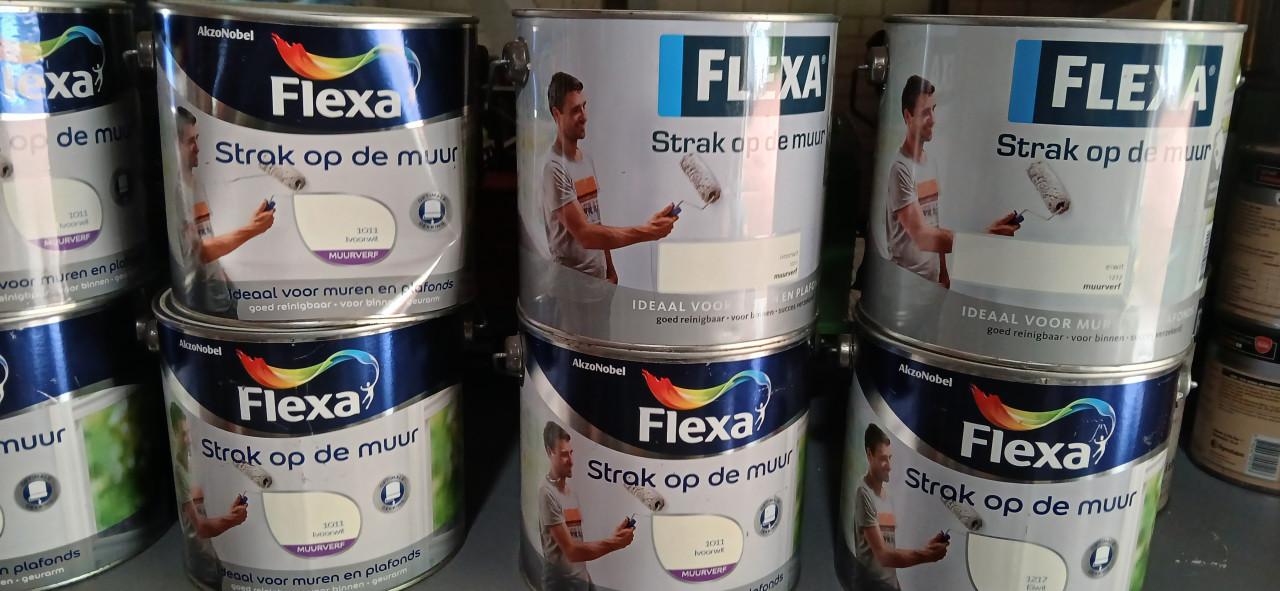 Diverse kleuren flexa muurverf in 2.5ltr blikken