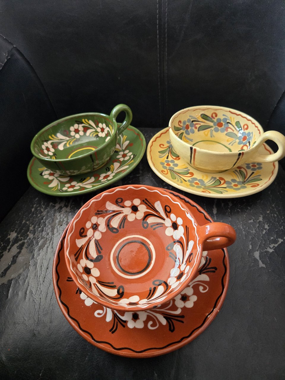 3 spaanse terra cotta (soep) koppen. In zeer goede staat. Doorsnee kop 12.5