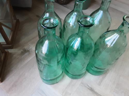 6x nieuwe  glazen flessen groen 2,50 euro per stuk