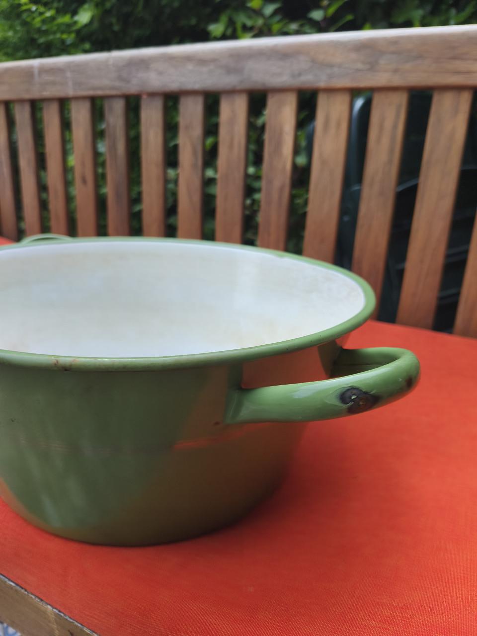 Vintage emaille aardappelbak