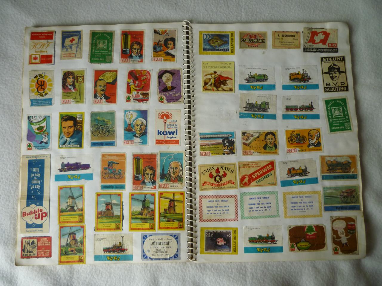 Flinke verzameling vintage plaatjes van lucifer doosjes