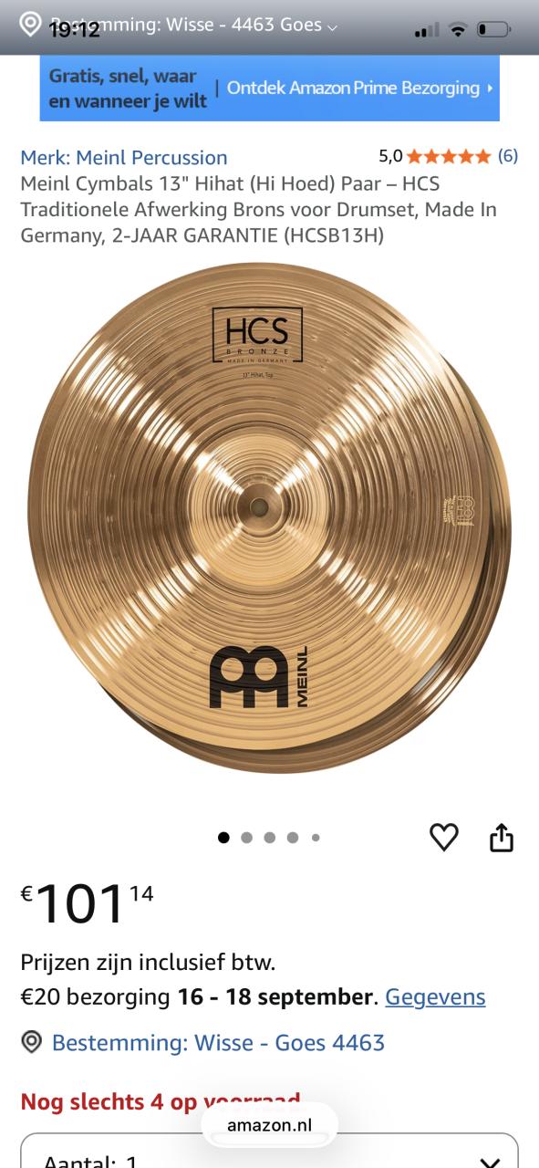 In goede staat Meinl HCS Bronze 14 inch hihat