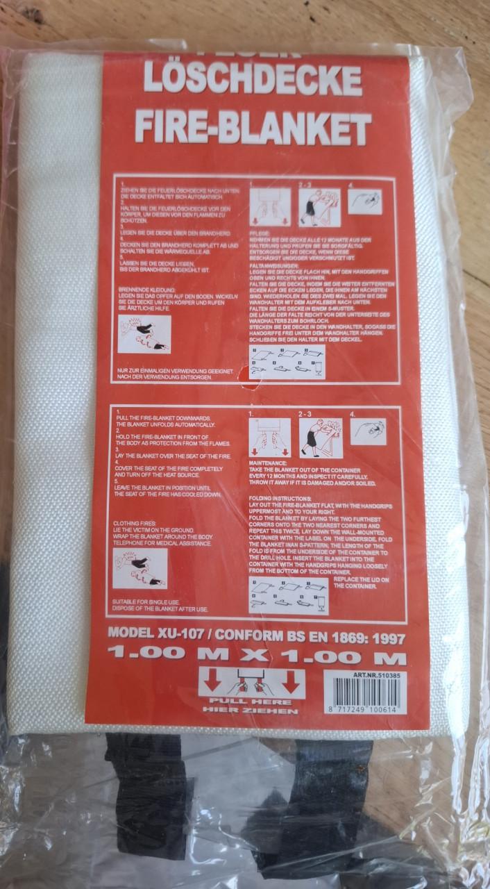 Nieuwe Blusdeken 1x1m - Model XU-107 – Gecertificeerd