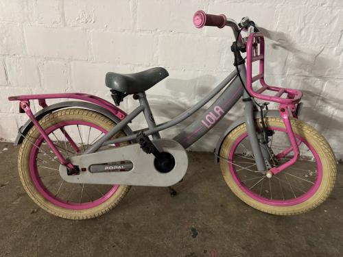 Popal Lola 16 inch kinderfiets - Grijs/Roze
