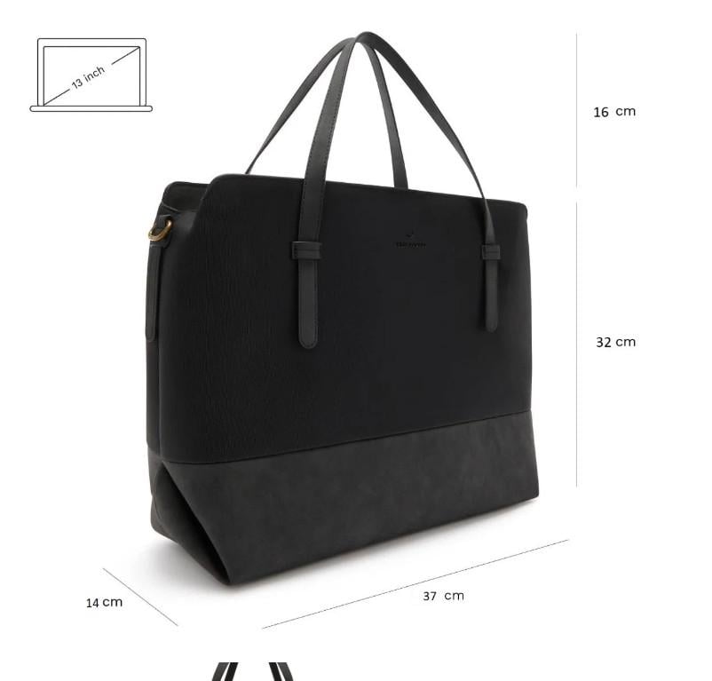 Violet Hamden Essential Bag Zwarte Schoudertas met 13 inch Laptopvak handta