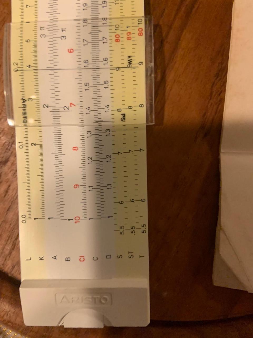Te koop; vintage rekenliniaal aristo logoritme onderwijs school