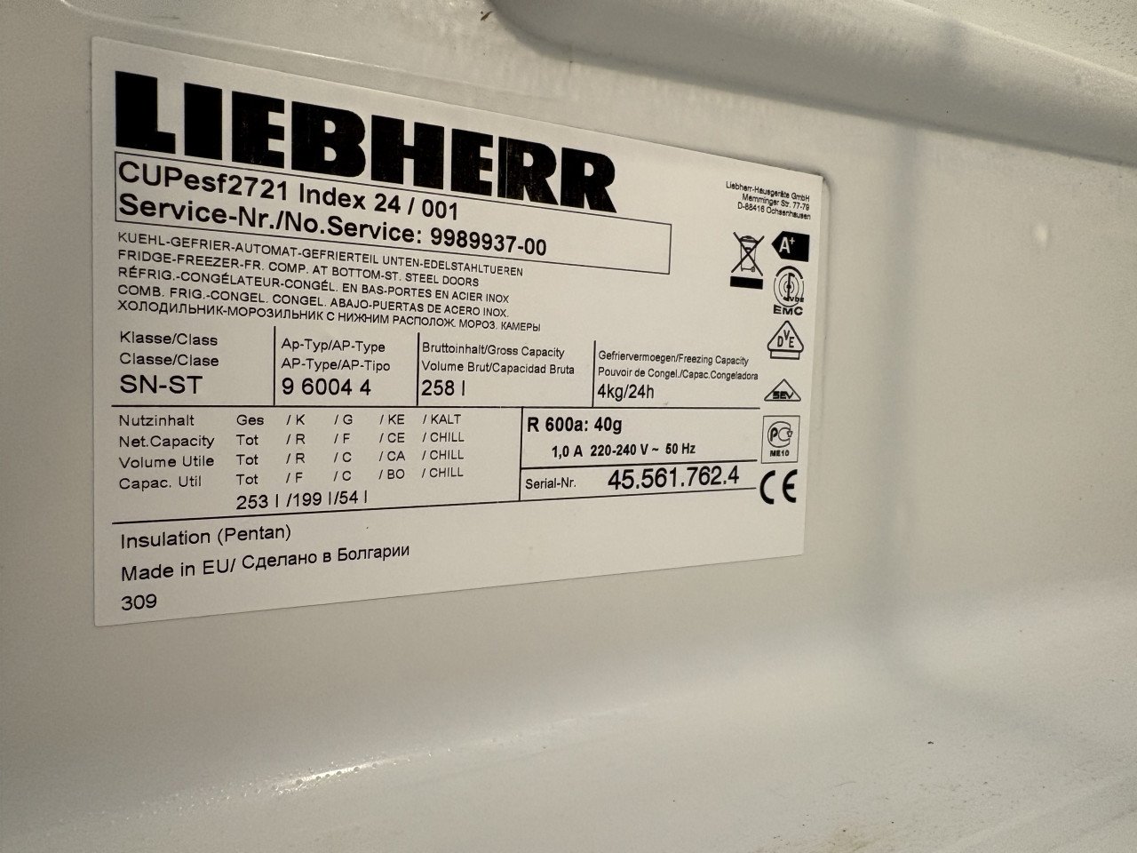 Liebherr Koelvriescombinatie