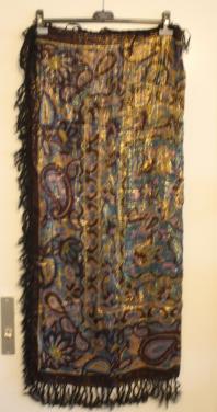 Sjaal blauw bruin goud kleur