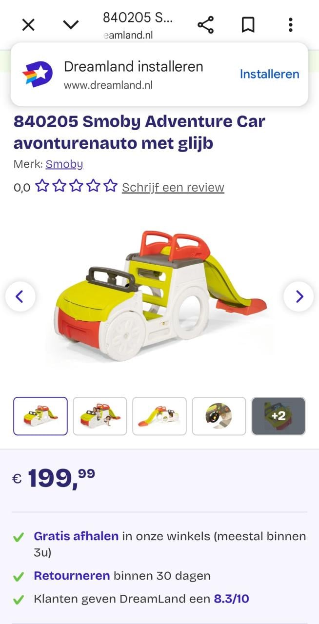 Smoby glijbaan, auto en zandbak