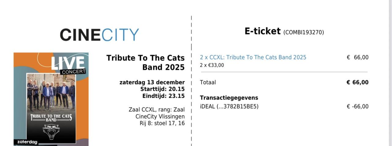 Tickets voor Tribute Cats band 13 december!