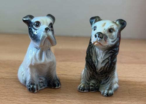 Set van 2 Vintage Bone China Hondenbeeldjes (Jaren '50/'60)
