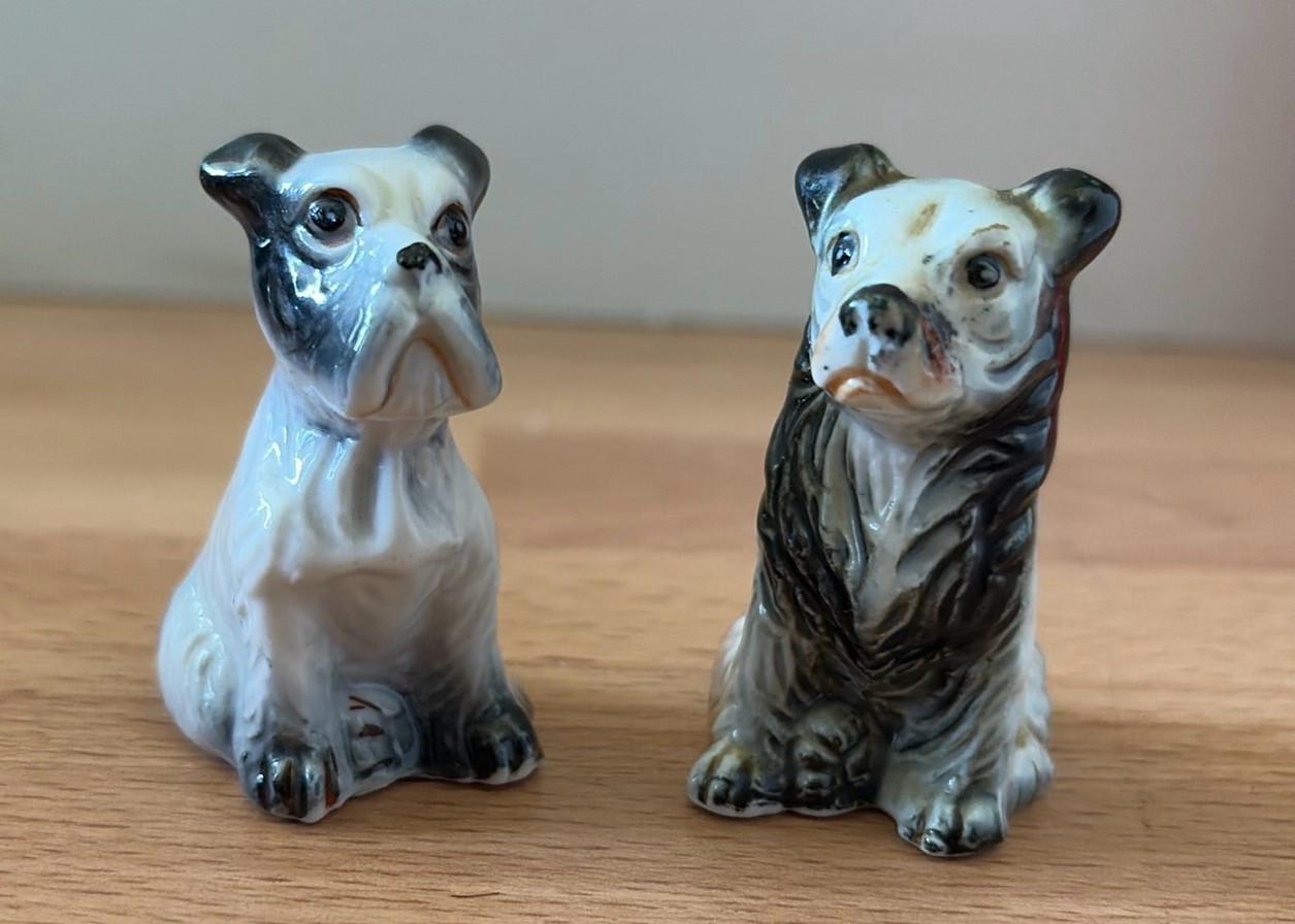 Set van 2 Vintage Bone China Hondenbeeldjes (Jaren '50/'60)