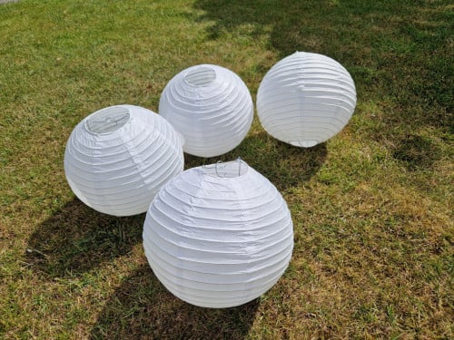 Luxe bol lampion wit 25 cm