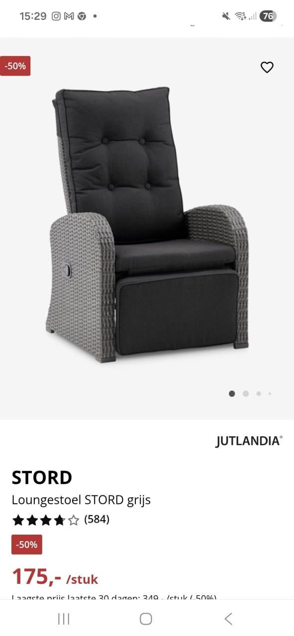 Wicker loungestoel 2 stks