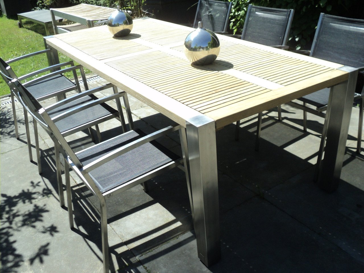 Prachtig TEAK HOUTEN / RVS tuinset 6 pers.