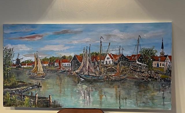 Schilderijen Jac Caljouw  Arnemuiden  werf in Arnemuiden