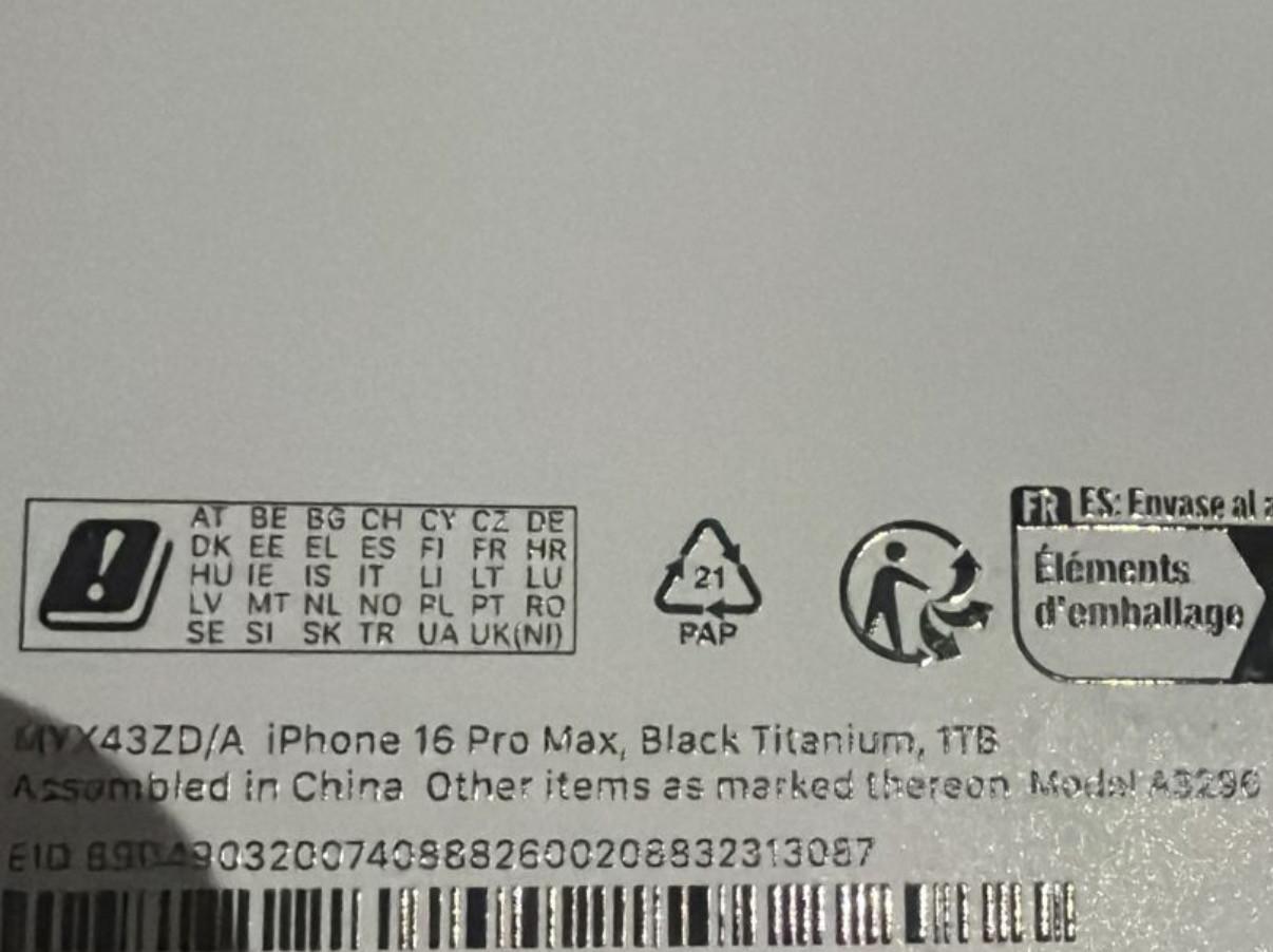 Apple iPhone 16 Pro Max - 1TB - Zwart Titanium - NIEUW -