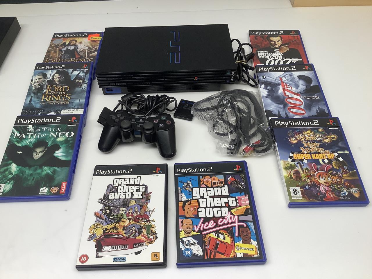 PlayStation 2 phat zwart met controller memory card en spellen