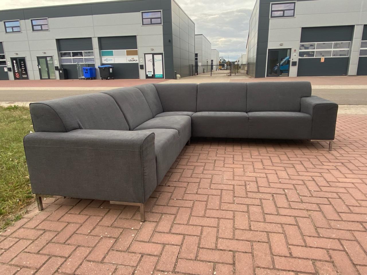 GRATIS LEVERING HEEL NL Mooie Grijze Stoffen Hoekbank