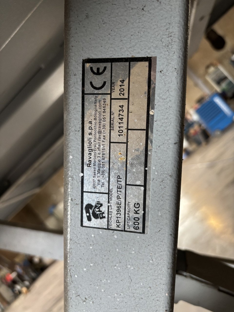 Ravaglioli motor hefbrug heftafel 600kg hydropneumatisch schaarbrug
