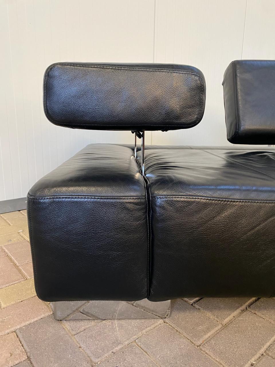 Bruhl Zwarte Leren Hoekbank-Ruime Lounge – Gratis Levering NL