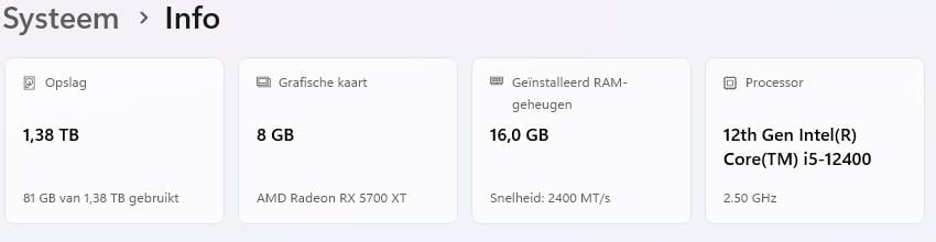 Game pc I5 12400 en rx5700xt