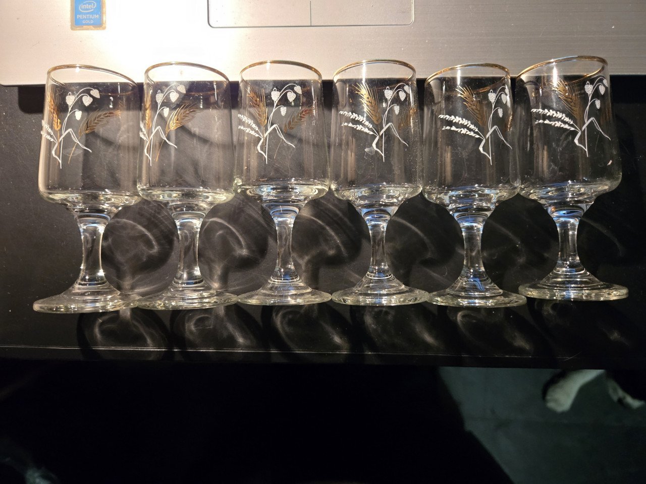 Vintage jaren 50 Dema vergulde tarwesherryglazen - 6 stuks  Helemaal gaaf.