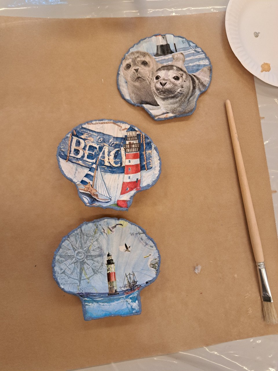 Workshop Decoupage combi oesterschelpen en Sint-Jacobsschelpen 22 augustus