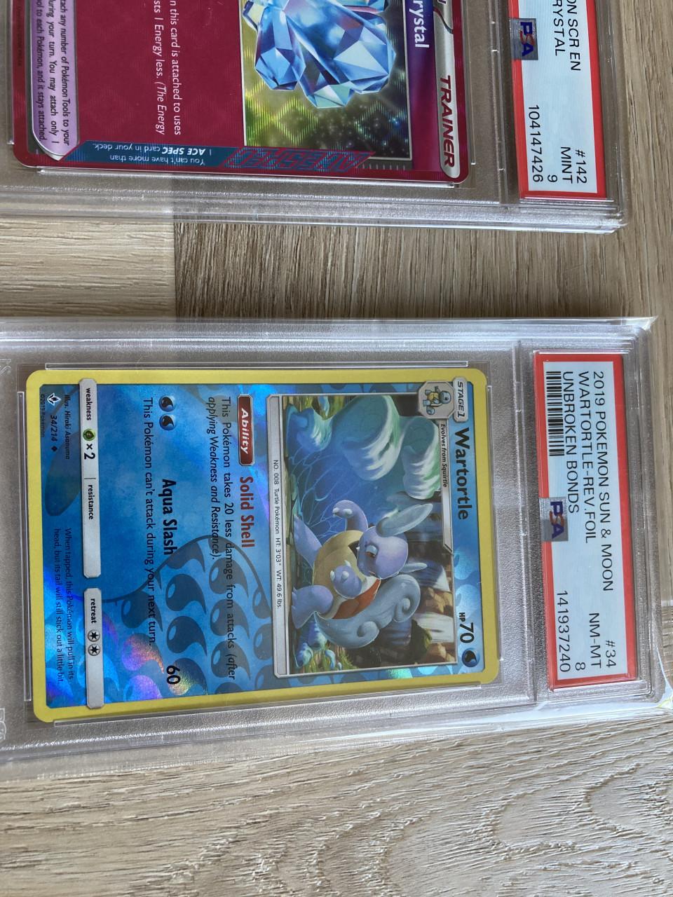 2 Pokemon kaarten Wartortle en Sparkling crystalPSA