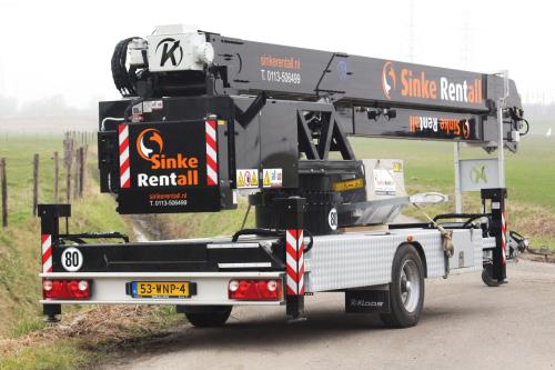 Aanhangerbouwkraan Klaas te huur! 30m hoog, 17,5m zijdelings bereik