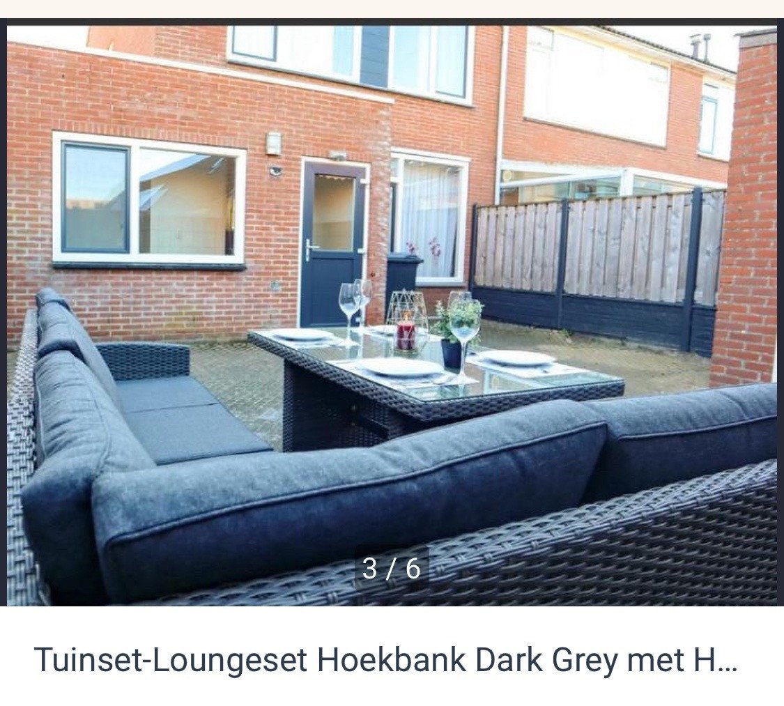 Tuinset-Loungeset Hoekbank Dark Grey met Hoge Tafel