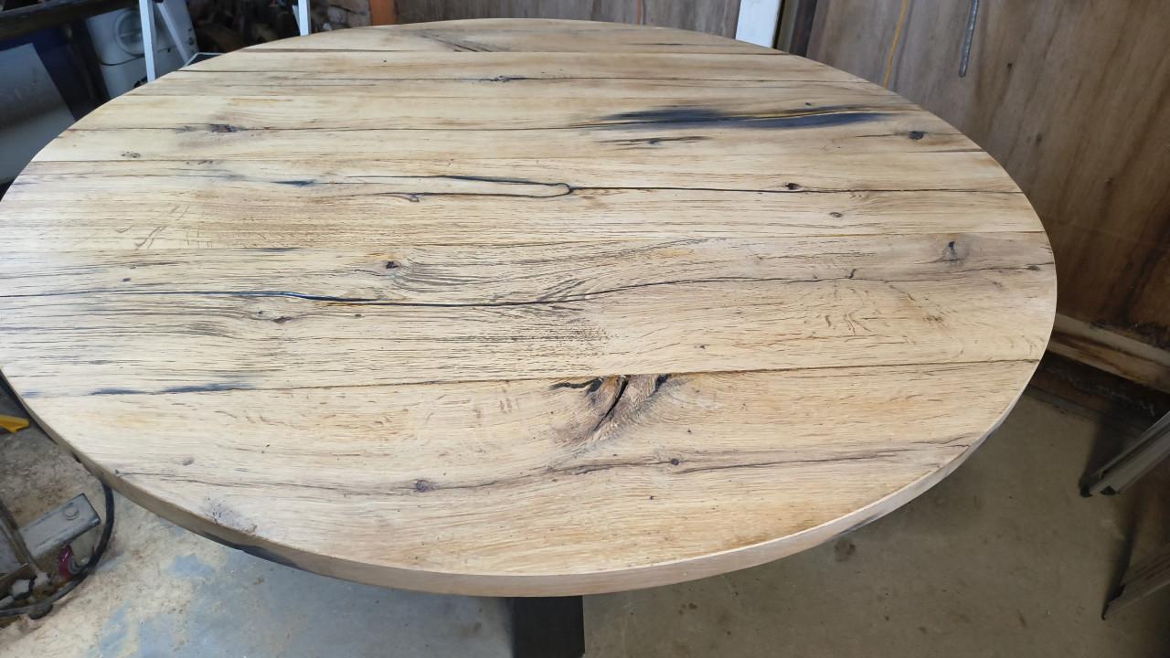 Ronde tafel van Originele Wagonplanken (ø130 cm)