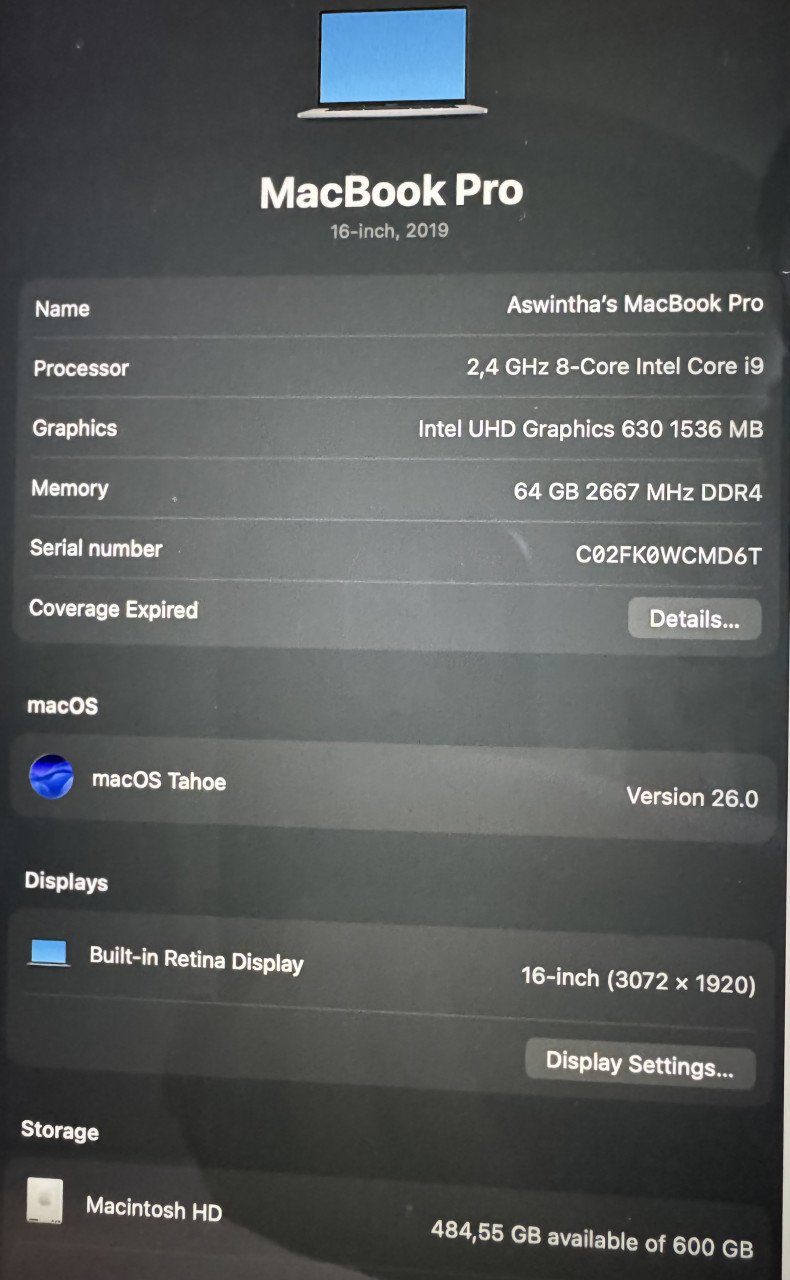 Apple Macboo Pro 2019 16 inch