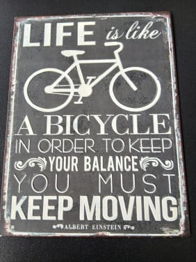 Metalen wandbord life is like a bicycle